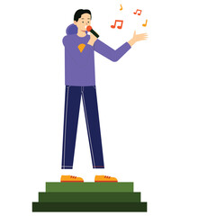 vector of a man singing on a podium