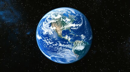 Earth View From Space Showing North and South America Continents