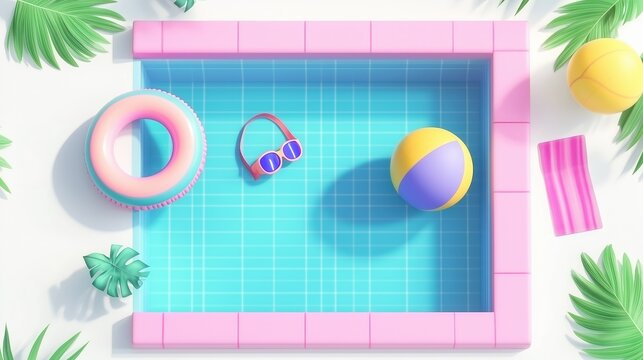 Summer pool party scene