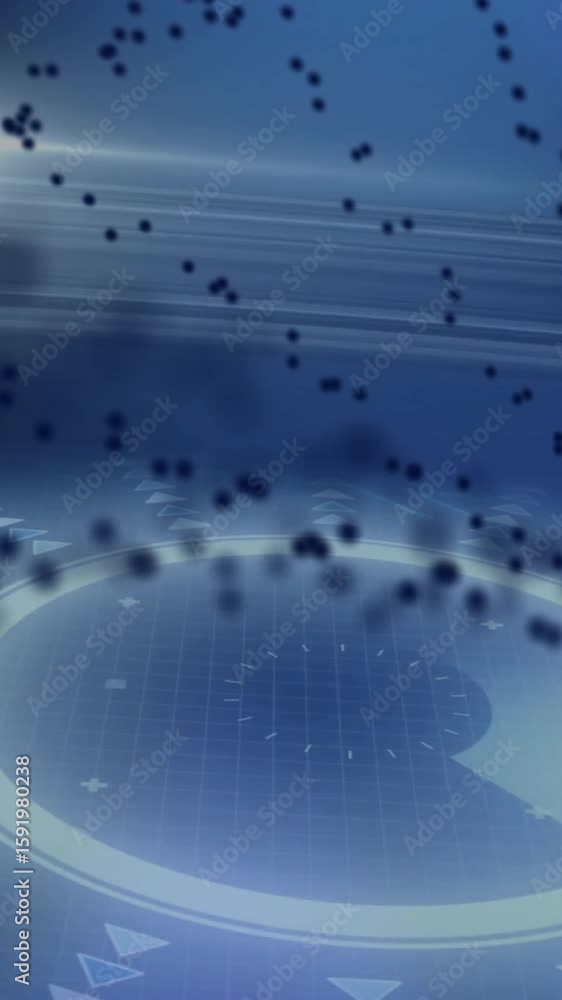 Poster Circular patterns and dynamic particle animation on digital interface display