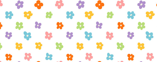 Trendy floral seamless pattern. vintage 70s style flower background illustration. Colorful pastel color  artwork bundle, y2k nature backgrounds with spring plants on a transparent background. sample i