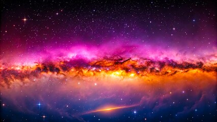 Naklejka premium Stunning colorful galaxy with glowing nebula and bright stars in deep space
