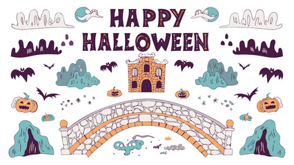 vector illustration of a set of christmas icons