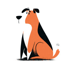 Hand drawn flat vector illustration of a dog sitting with expression  