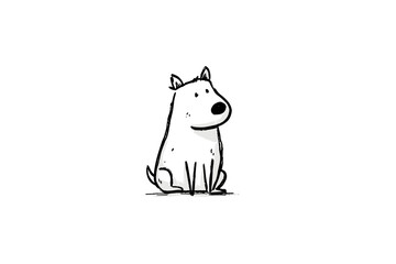 Hand drawn flat vector illustration of a dog sitting and looking cute  