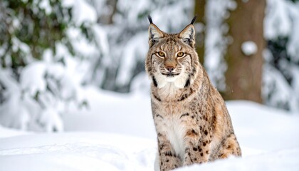 Obraz premium Lynx in snowy forest
