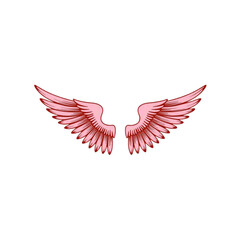 Obraz premium Pink angel wings illustration on transparent background 
