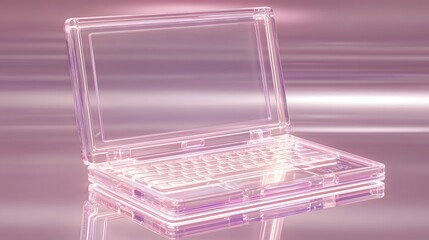 Translucent Futuristic Laptop on Reflective Surface
