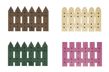 木製の塀　折り紙、切り絵調　セット　 