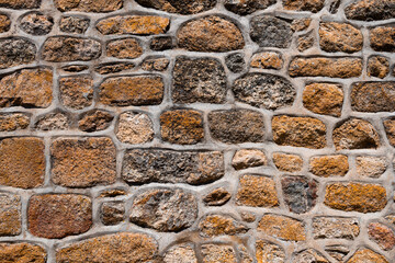 Rustic stone wall with varied textures and earth tones