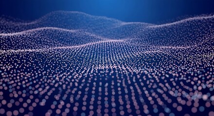 Futuristic digital landscape with glowing purple particles