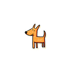 Hand drawn flat vector illustration of a dog in orange color  