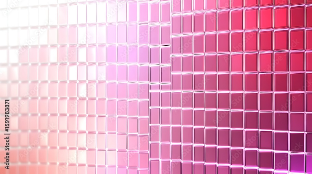 Poster pink gradient mosaic tile pattern with shiny reflection background design