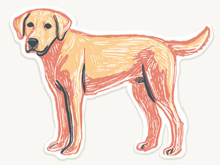Hand drawn flat vector illustration of a dog in playful pose  