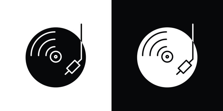 Vinyl icons flat vector concept. Black and white illustrations