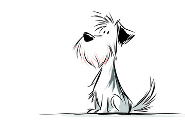 Hand drawn flat vector illustration of a dog sitting and looking curious  