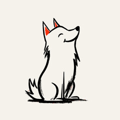 Happy smiling dog with a playful expression in line art style  