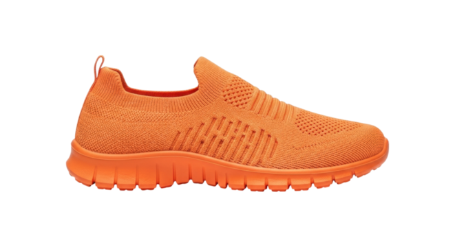 Bright orange athletic knit sneaker with textured sole - Powered by Adobe