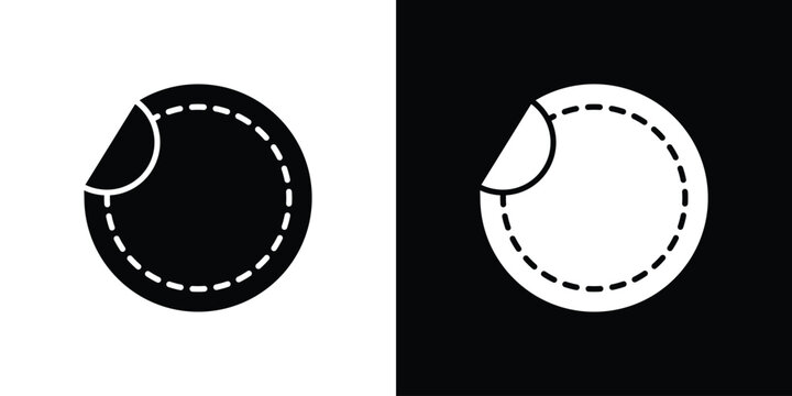 Sticker icons flat vector concept. Black and white illustrations