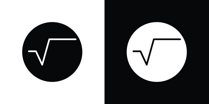 Square root icons flat vector concept. Black and white illustrations