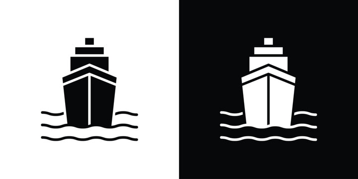Ship icons flat vector concept. Black and white illustrations