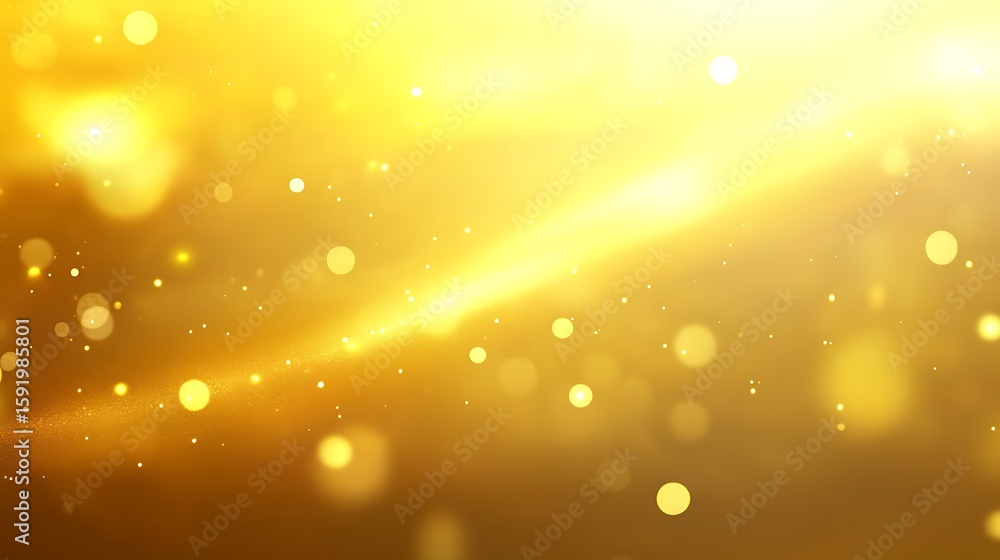 Poster golden light shimmering with bokeh effect and sparkling dust particles