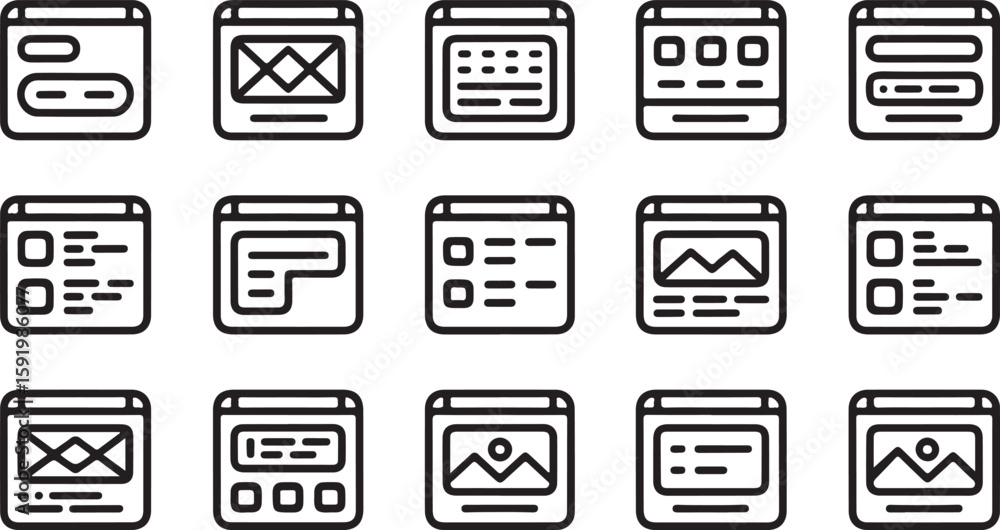 Poster various website interface layout designs elements