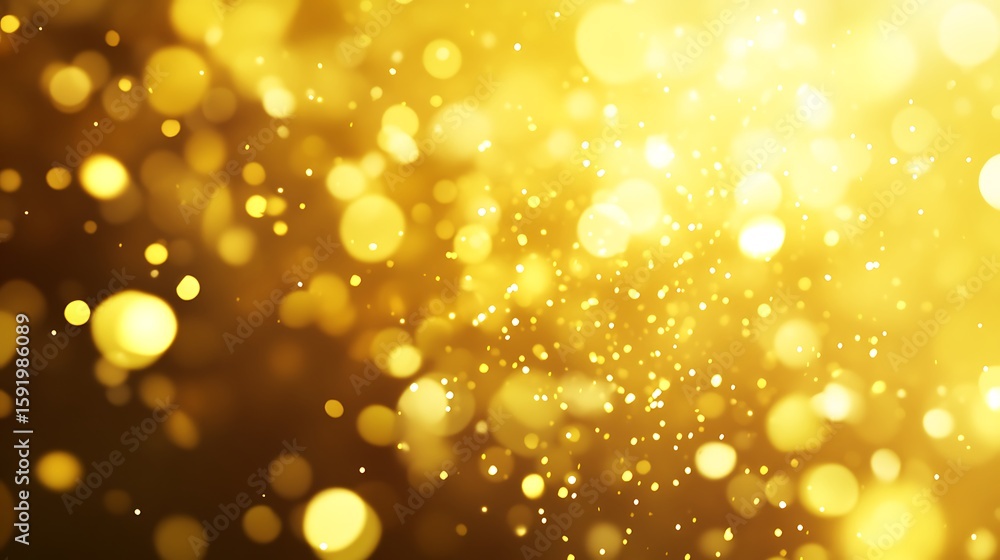 Poster abstract golden bokeh lights background with sparkling dust particles