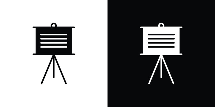 Presentation icons flat vector concept. Black and white illustrations