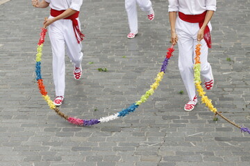 Basque young dancers in the street