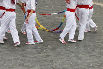 Basque young dancers in the street