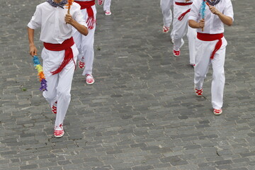 Basque folk dancers in traditional costume