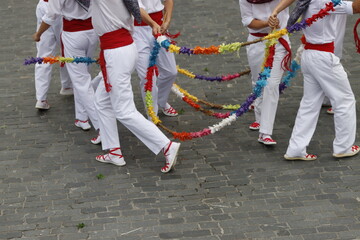 Basque young dancers in the street