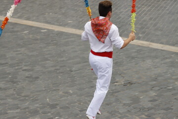 Basque folk dancers in traditional costume