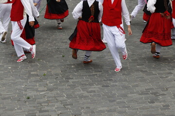 Young dancers in traditional Basque folk costume