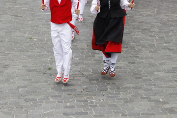 Young dancers in traditional Basque folk costume