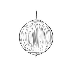Globe chandelier illustration in black.