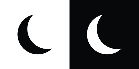 Moon icons flat vector concept. Black and white illustrations © Annimo