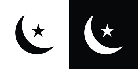 Moon icons flat vector concept. Black and white illustrations © Annimo
