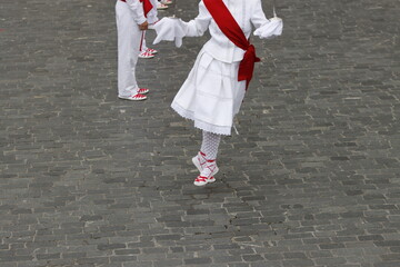 Young dancers in traditional Basque folk costume