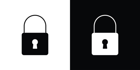 Lock icons flat vector concept. Black and white illustrations © Annimo