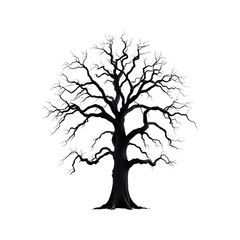 Obraz premium Elegant Blooming Tree Silhouette on Black Background