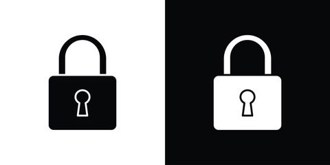 Lock icons flat vector concept. Black and white illustrations © Annimo
