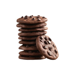 Fresh Chocolate Chip Cookies with Crispy Texture Isolated on White Background