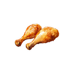 Juicy Fried Chicken Drumstick with Crispy Texture Isolated on White Background