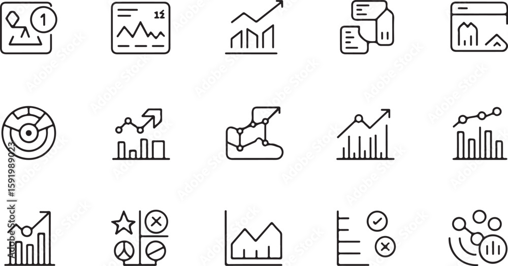 Poster collection of business and data analysis icons analytics charts