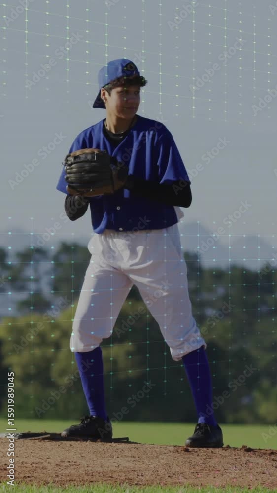 Poster animated data overlay showing statistics of baseball player on field