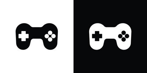 Gamepad icons flat vector concept. Black and white illustrations © Annimo