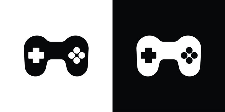 Gamepad icons flat vector concept. Black and white illustrations