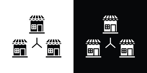 Fototapeta premium Franchise icons flat vector concept. Black and white illustrations